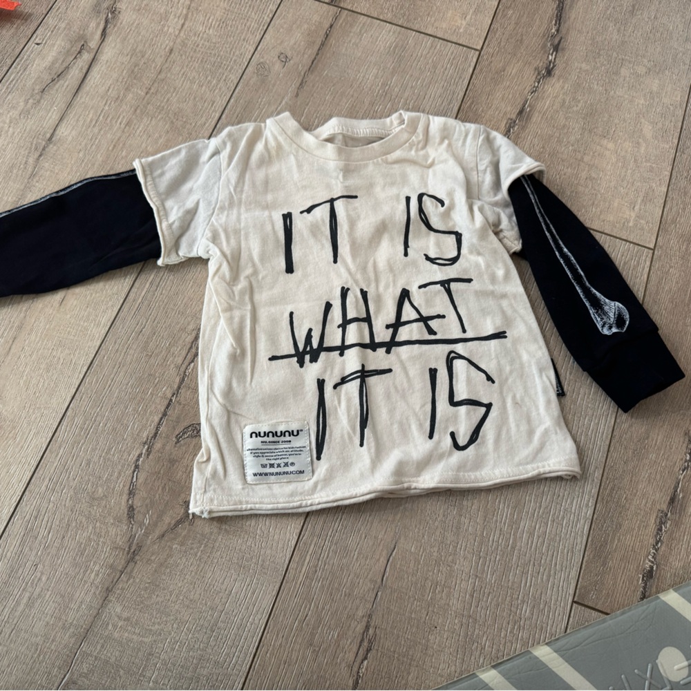 nununu Cream and Black Long Sleeve Tee